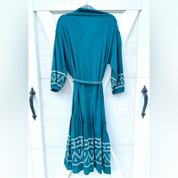 Zara Teal Embroidered Maxi Dress - Picture 4 of 4